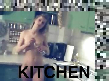 Hot teen nude in the kitchen