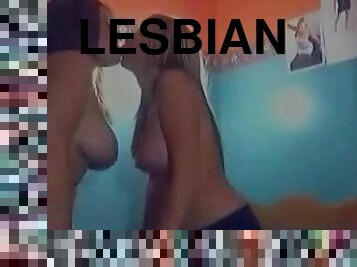 Topless Lesbians Making Out in an Amateur Clip