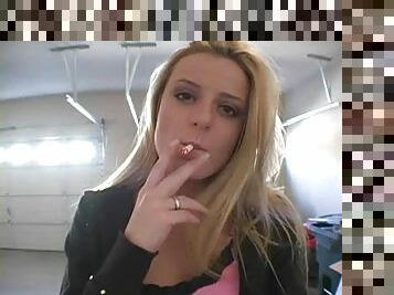 Blonde Smoking & Chatting On Camera