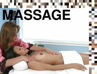 Masseuse And Horny Client Eat One Another On A Massage Table