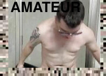 baignade, lunettes, amateur, gay, joufflue, douche, solo, tatouage