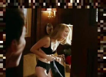 Stunning Blonde January Jones In Sexy Black Lingerie