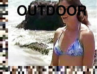 World's Hottest Brunette Larissa Meek Wearing a Sexy Bikini on a Beach