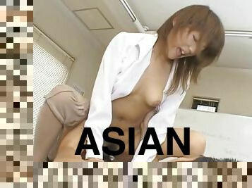 Salacious Asian office girl has after work fun with her boss