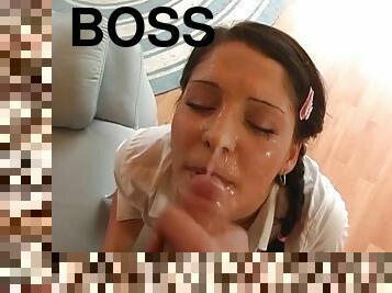 Boss shows her what a real fuck means