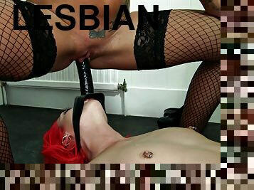 Submissive redhead lesbian bitch enjoys being used like a toy