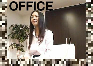 After the interview Aino Kishi jerks a guy off in her office