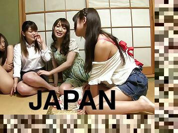Crowd of hot Japanese chicks arrange for an erotic lesbians orgy