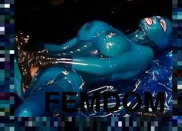 gros-nichons, masturbation, fétiche, latex, femme-dominatrice, masque, caoutchouc