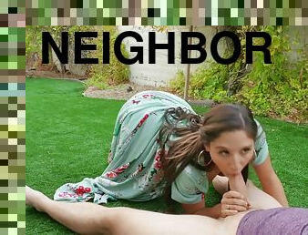 Seductive neighbor Abella Danger enjoys getting fucked in outdoors