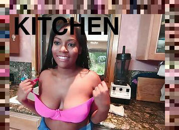 Hardcore interracial fucking in the kitchen with Monique Symone