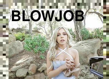 Stranded blondie Allie Nicole enjoys having wild sex with a stranger