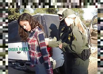 Very lucky border patrol agent has a threesome with two hot chicks