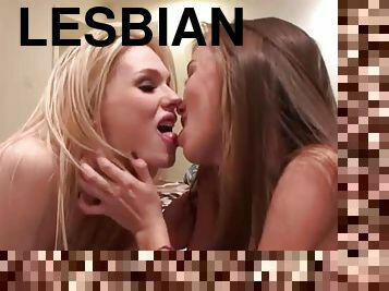 Beautiful Lesbian Teens Making a Porno after College Party