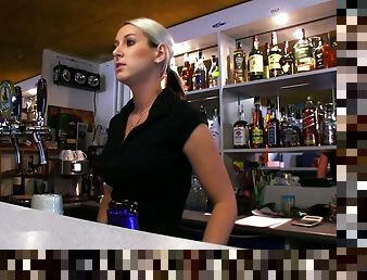 Blonde Bartender Babe Sucking And Fucking For Money With A Stranger