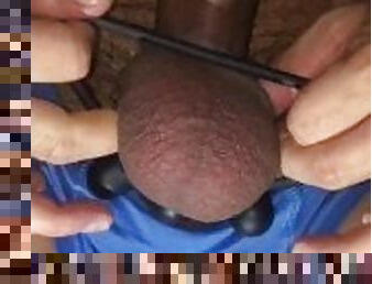 Massaging throbbing veiny dick and full balls