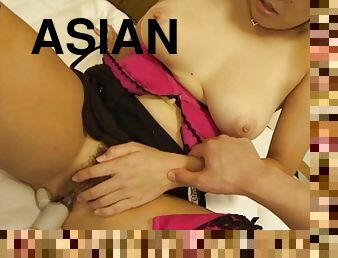 Sexy Asian with big tits loves my cock