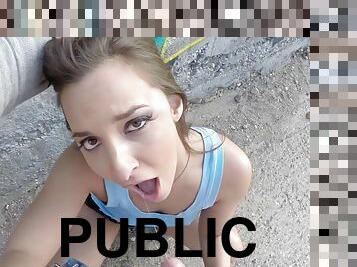 na-zewnątrz, publiczne, ogromny-kutas, gwiazda-porno, głębokie-gardło, pov