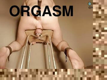 This training procedure is driving him crazy ESTIM Chastity + Fucking machine prostate milking