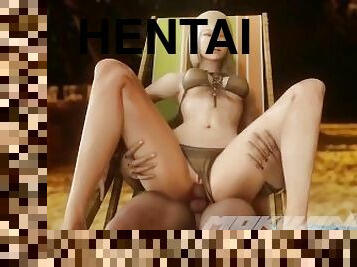 publiczne, anal, laski, wytrysk, plaża, blondynka, hentai, 3d, bikini, seks-w-ubraniu