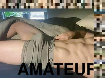 Athletic Dutch stud wakes up horny and plays with himself