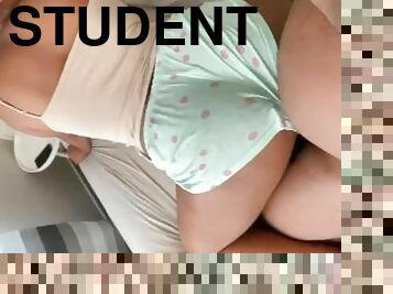 cul, levrette, étudiante, amateur, ébène, couple, collège, africaine