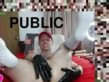 ogromny, masturbacja, publiczne, anal, jeżdżenie, dildo