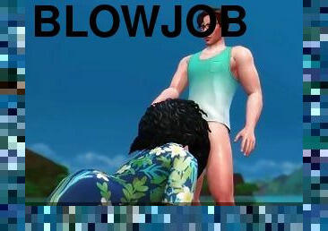 2 Boys Blowjob Outdoor on the Beach - Island Series Ep.1 - 3D Animation The Sims 4