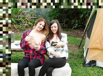 Evelin Stone and Whitney Wright love having lesbian sex during camping