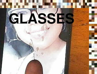 Cumtribute to this cute girl in glasses requested in twitter