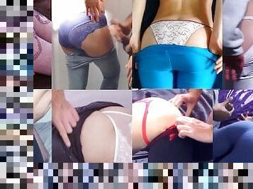 compilatie, chilotei, sperma, stramta, jeans, piele