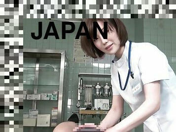 Subtitled CFNM Japanese female doctor gives patient handjob