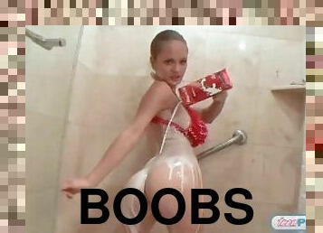 Big Boobs Paris Milan in shower show off tits