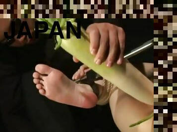 Japanese fetish babe anal insertion of object and vegetables