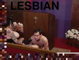 Gorgeous Big Tittied Lesbian Straps On A BBC