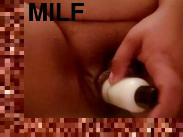 Inserting lotion bottle in my horny latina pussy