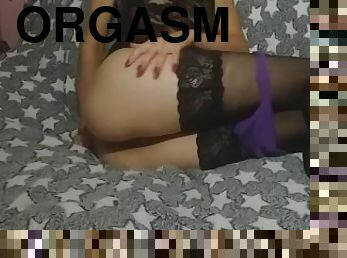 Alone at home masturbating my pussy to wild orgasm