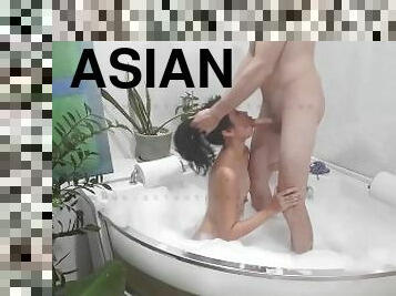 asiatique, amateur, fellation, fellation-profonde, couple, fétiche, jacuzzi, minuscule, dure, petits-seins