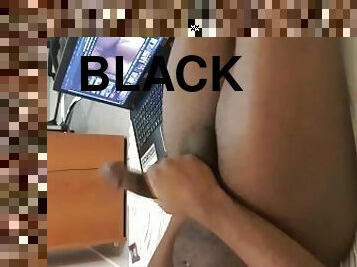 Black man jerk off his BBC and shoot huge load part 2