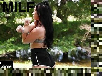 Fitness MILF With Big Booty Does Her Booty Exercises Outdoors And Her Pussy Workout Indoors