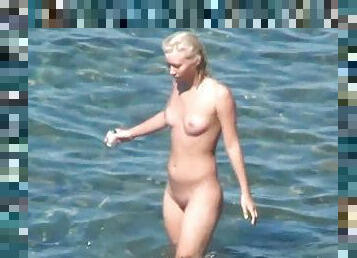 nudist, im-freien, muschi, kam, strand, voyeur, junge18, blondine, natürliche, allein