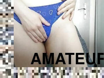 cul, gros-nichons, masturbation, chatte-pussy, amateur, bas, culotte, serrée, parfait, solo