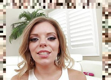 She has hot cum on her face while interviewing after sex