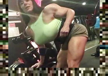 She Hulk with huge tits in gym exercise.