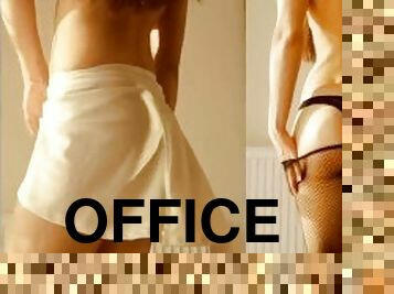 Passionate handjob in the office after work