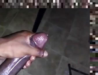 Huge juicy cumshot from a big black hard ebony cock/dick