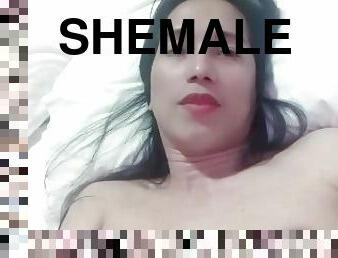 sexy shemale play her ass and masturbate her cock