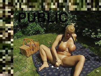 A Public Park Perfect Place To Rub Oil On Tits And Dildo My Pussy