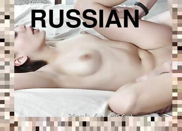 Russian Girl On The Bed Has Home Sex And Cums From Spanking