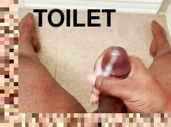 Solo Masturbation Over The Toilet